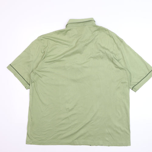 Gabicci Men's Green XL Retro Striped Cotton Polo Shirt