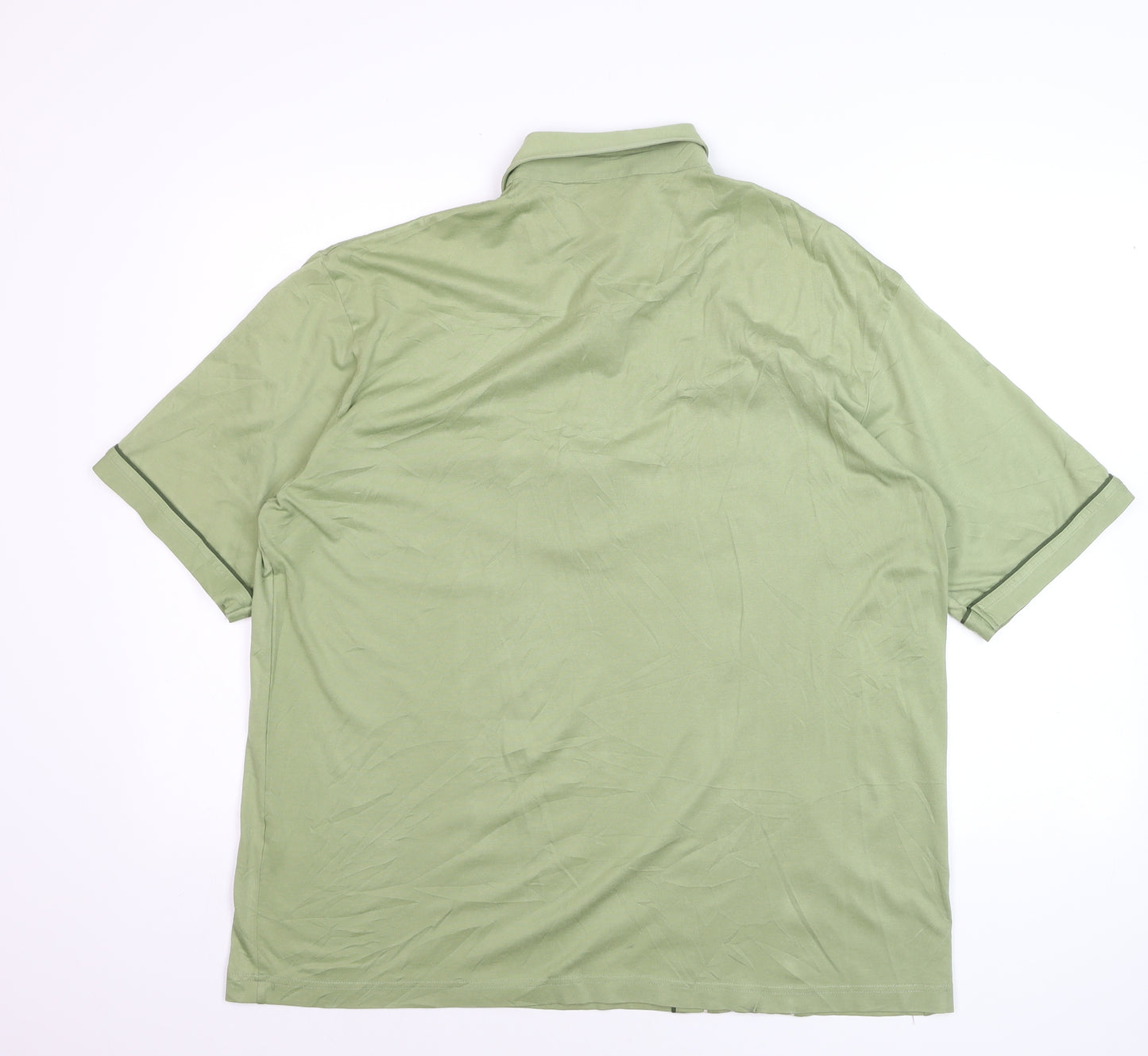 Gabicci Men's Green XL Retro Striped Cotton Polo Shirt