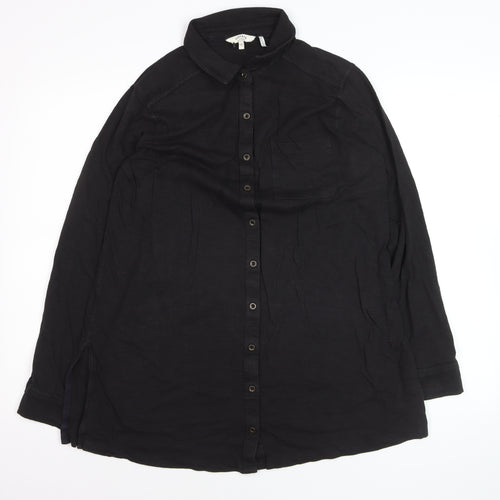 FatFace Women’s Black Long Sleeve Cotton Button-Up Shirt L
