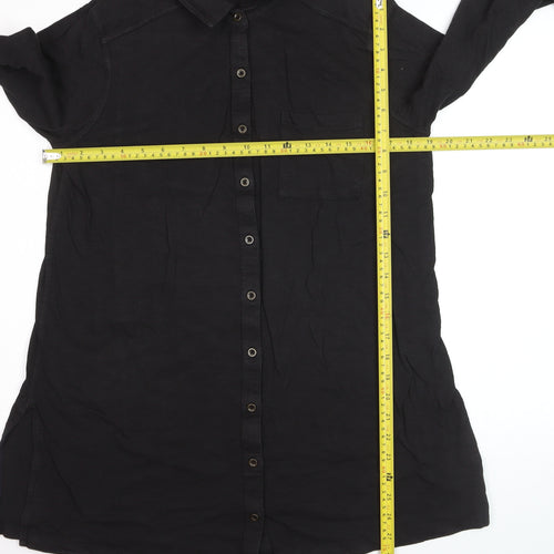 FatFace Women’s Black Long Sleeve Cotton Button-Up Shirt L