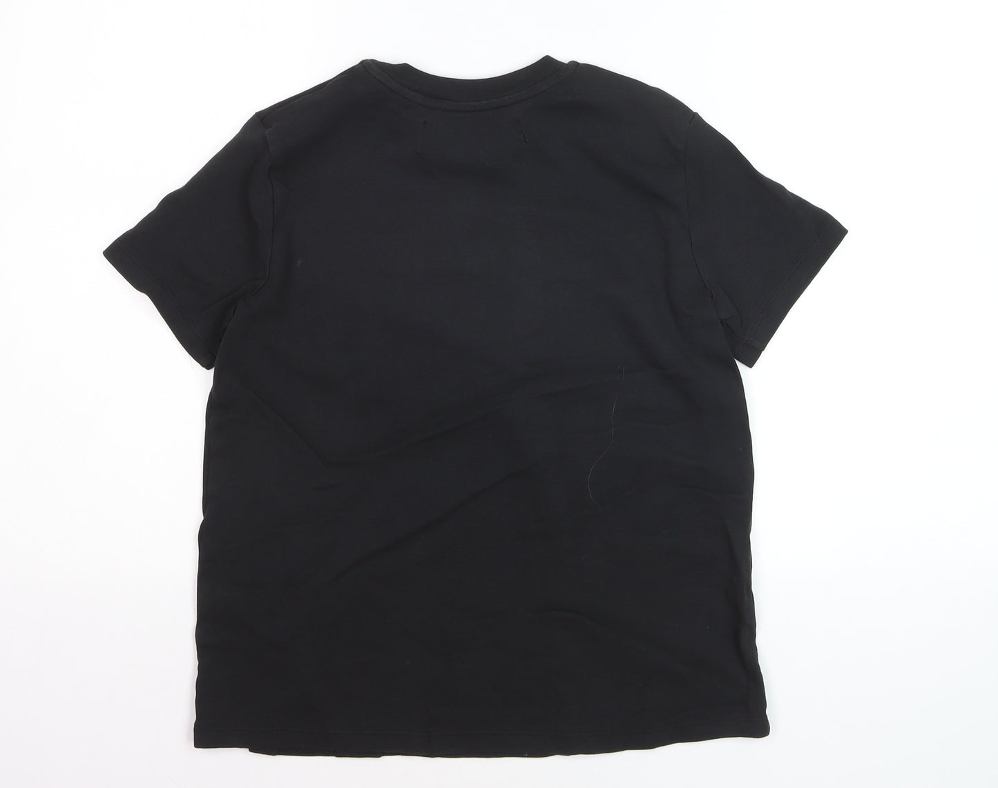 UTERQUE Girls Black Beaded Space Graphic Short Sleeve T-Shirt S