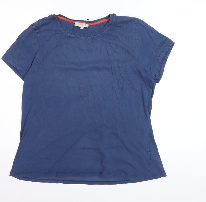 Hobbs Blue Cotton Short Sleeve Crew Neck T-Shirt L Adult
