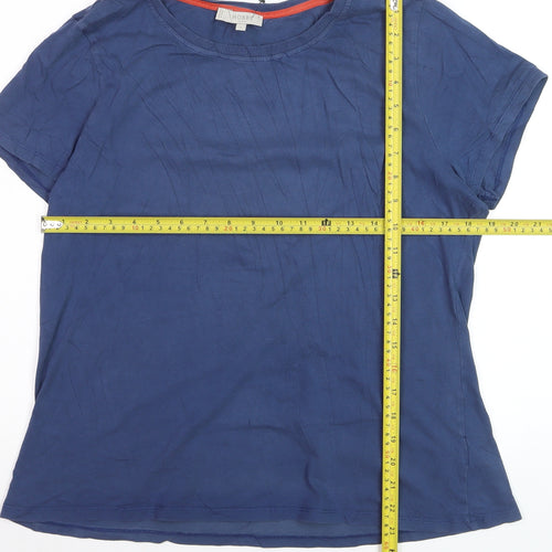 Hobbs Blue Cotton Short Sleeve Crew Neck T-Shirt L Adult