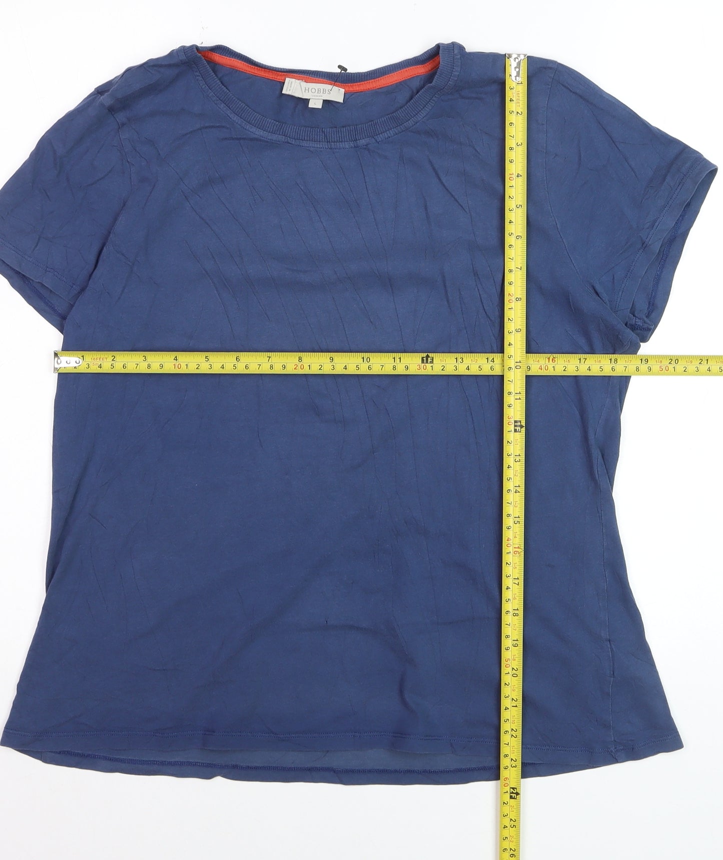 Hobbs Blue Cotton Short Sleeve Crew Neck T-Shirt L Adult