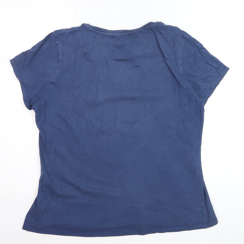 Hobbs Blue Cotton Short Sleeve Crew Neck T-Shirt L Adult