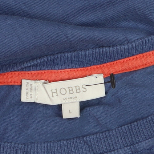Hobbs Blue Cotton Short Sleeve Crew Neck T-Shirt L Adult