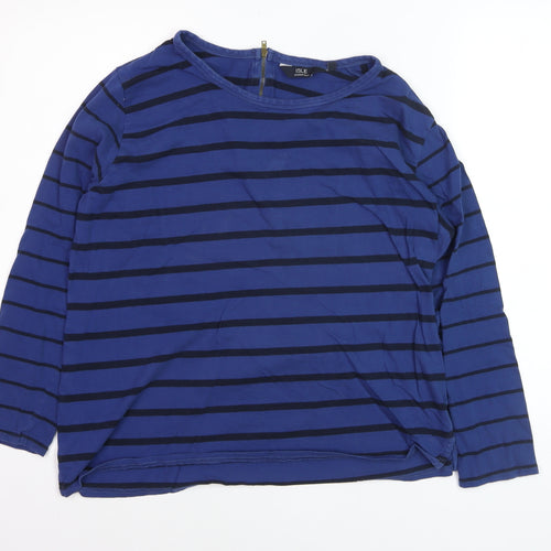 Isle Essentials Women's Blue Striped 3/4 Sleeve Cotton T-Shirt Size L