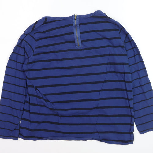 Isle Essentials Women's Blue Striped 3/4 Sleeve Cotton T-Shirt Size L