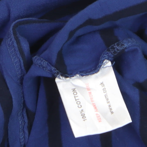 Isle Essentials Women's Blue Striped 3/4 Sleeve Cotton T-Shirt Size L