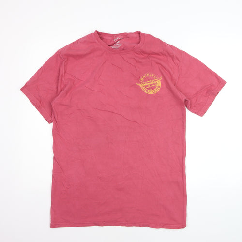 Malibu Shirts Men's Pink Waikiki Surf Club Cotton T-Shirt Medium