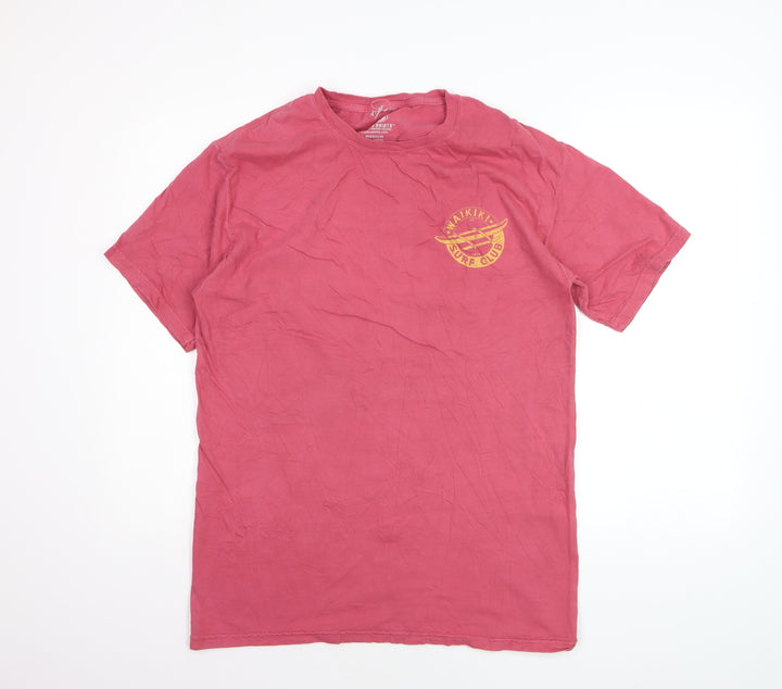 Malibu Shirts Men's Pink Waikiki Surf Club Cotton T-Shirt Medium