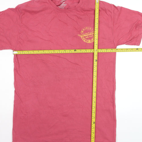 Malibu Shirts Men's Pink Waikiki Surf Club Cotton T-Shirt Medium