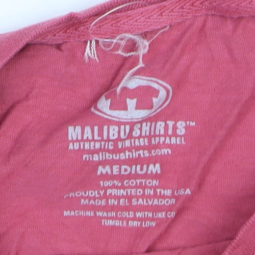 Malibu Shirts Men's Pink Waikiki Surf Club Cotton T-Shirt Medium