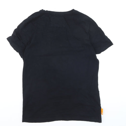 Superdry Men's Black V-Neck Orange Label Cotton T-Shirt Size M