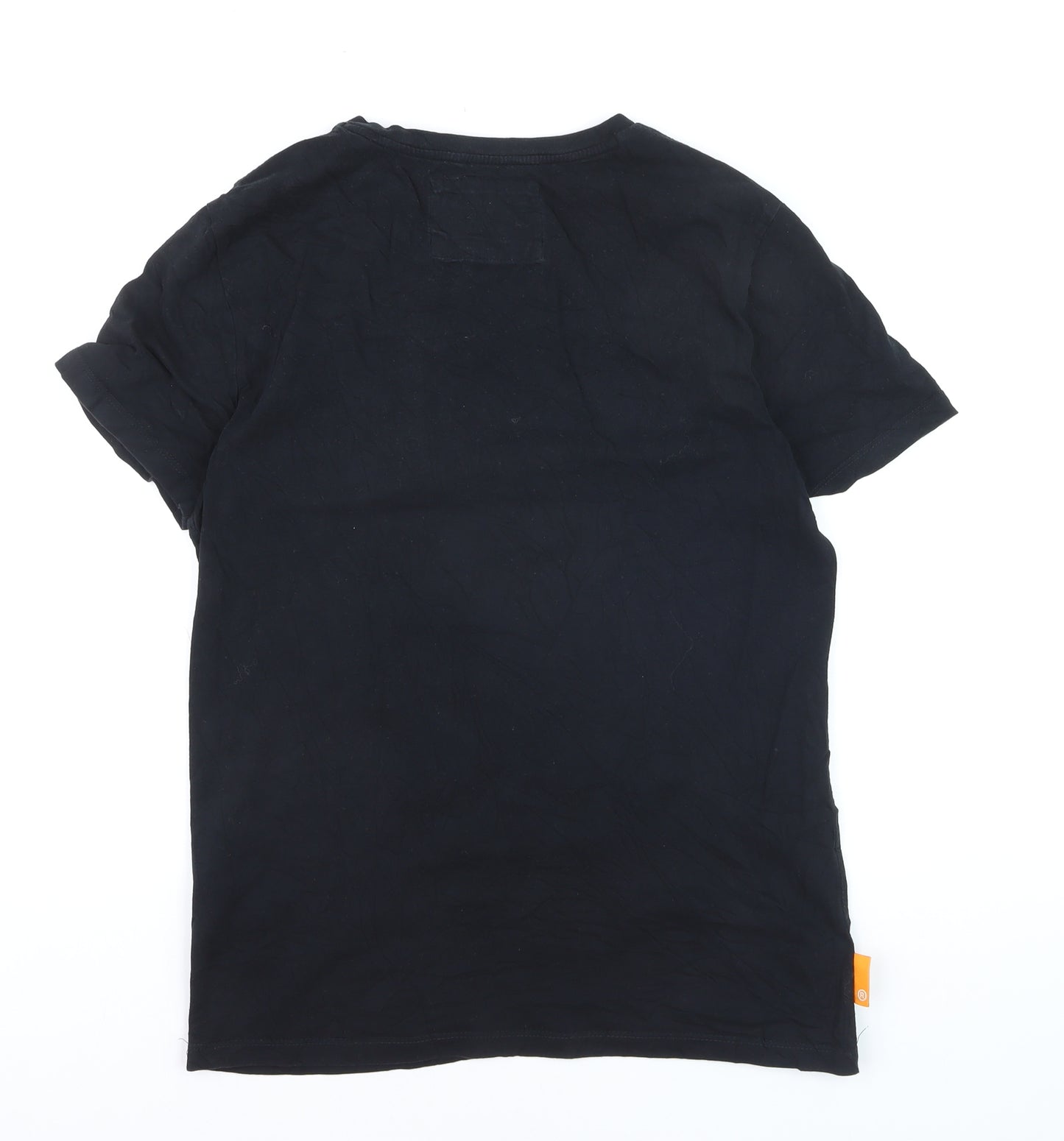 Superdry Men's Black V-Neck Orange Label Cotton T-Shirt Size M