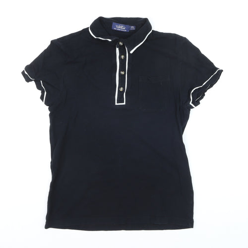 Topman Men’s Black Short Sleeve Cotton Polo Shirt Size M