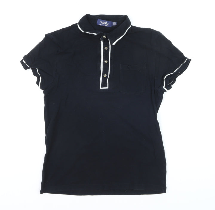 Topman Men’s Black Short Sleeve Cotton Polo Shirt Size M