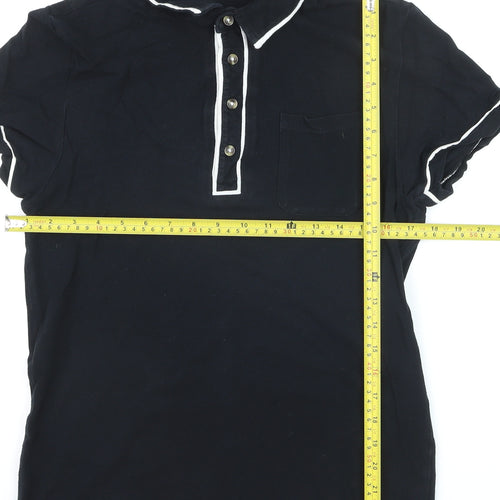 Topman Men’s Black Short Sleeve Cotton Polo Shirt Size M