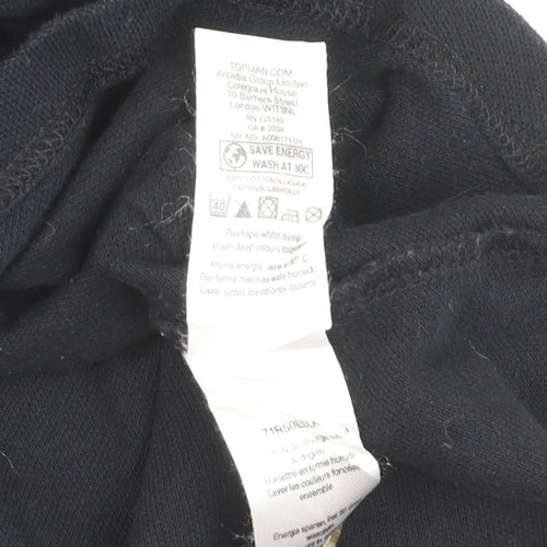 Topman Men’s Black Short Sleeve Cotton Polo Shirt Size M