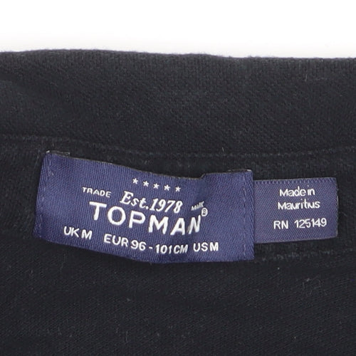 Topman Men’s Black Short Sleeve Cotton Polo Shirt Size M