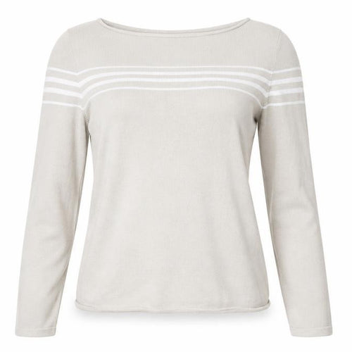 Dash Women Beige Striped Long Sleeve Lightweight Knit Jumper Size 10