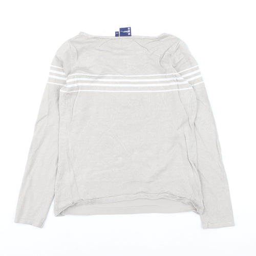 Dash Women Beige Striped Long Sleeve Lightweight Knit Jumper Size 10