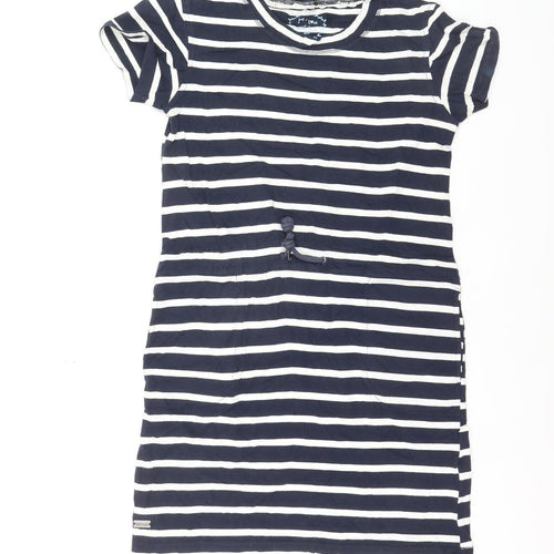 Regatta Women Blue Striped Cotton T-Shirt Dress Size 10 Casual Summer