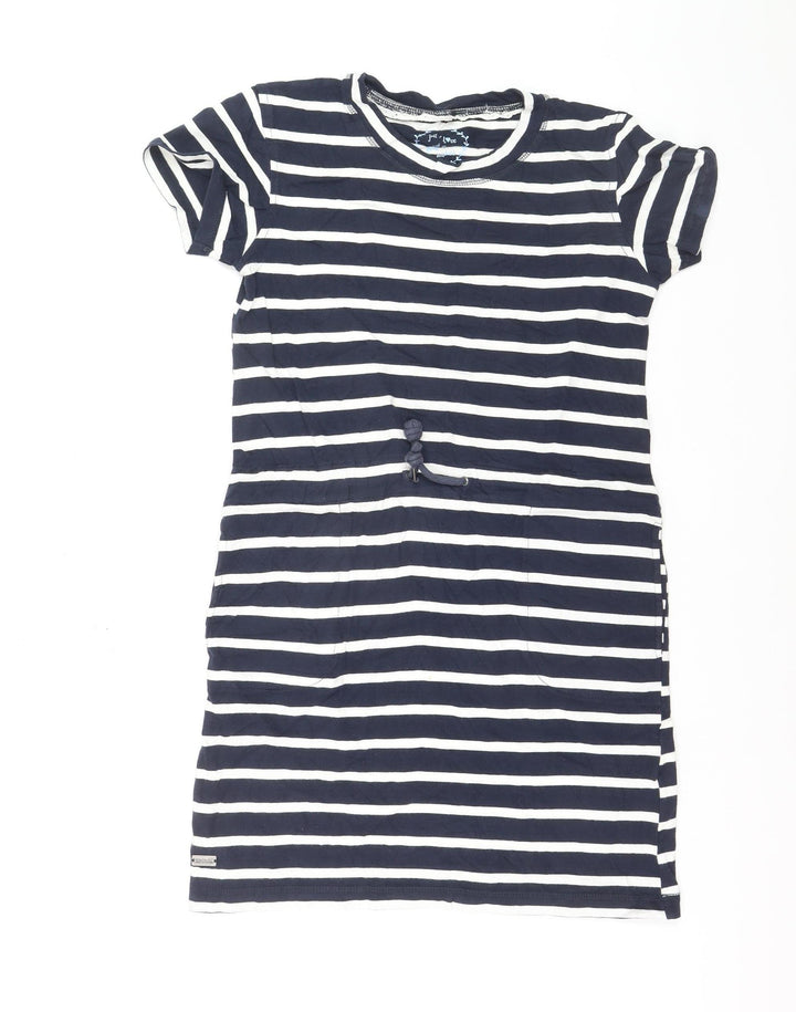 Regatta Women Blue Striped Cotton T-Shirt Dress Size 10 Casual Summer