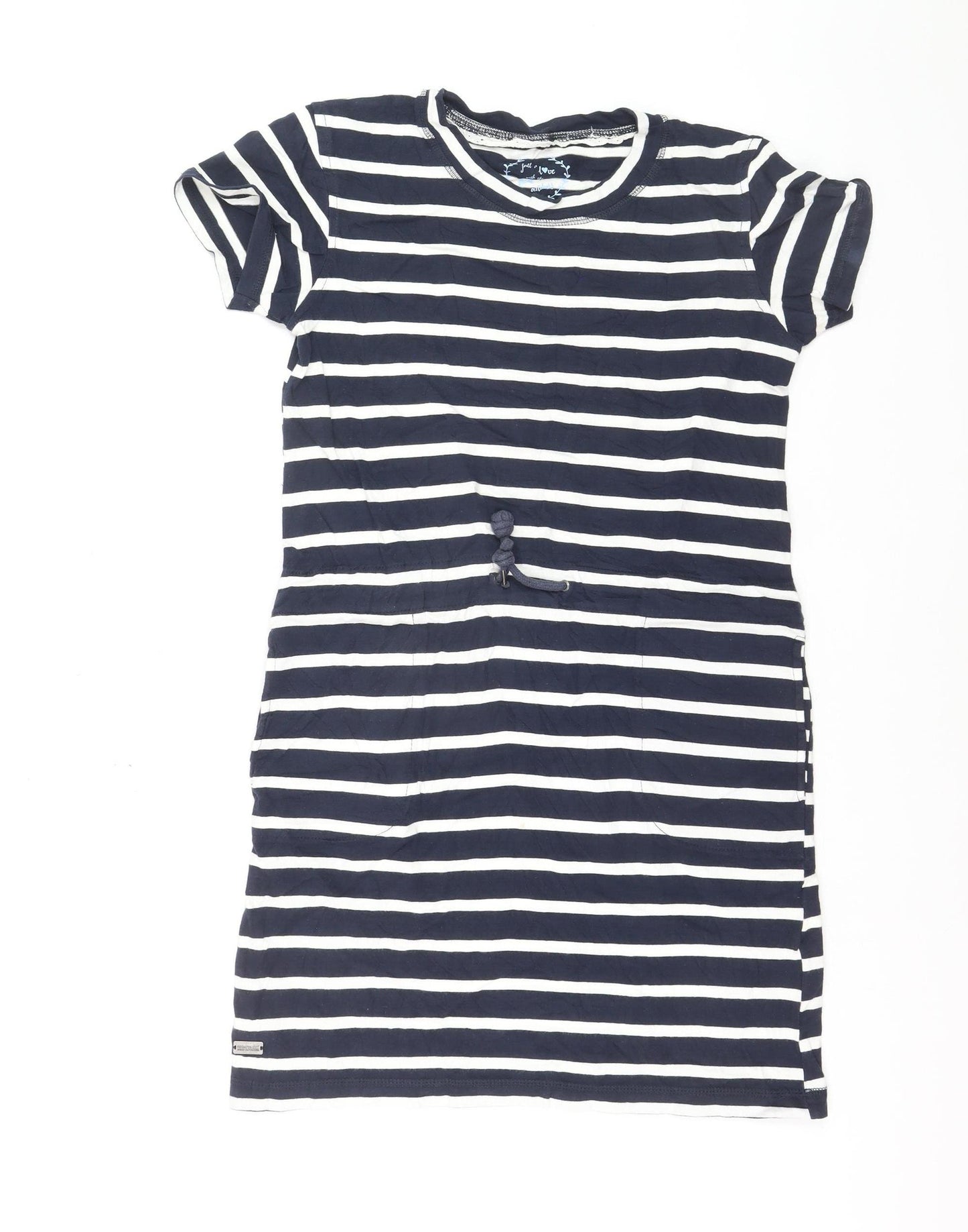 Regatta Women Blue Striped Cotton T-Shirt Dress Size 10 Casual Summer