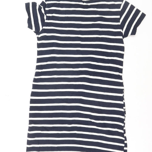 Regatta Women Blue Striped Cotton T-Shirt Dress Size 10 Casual Summer