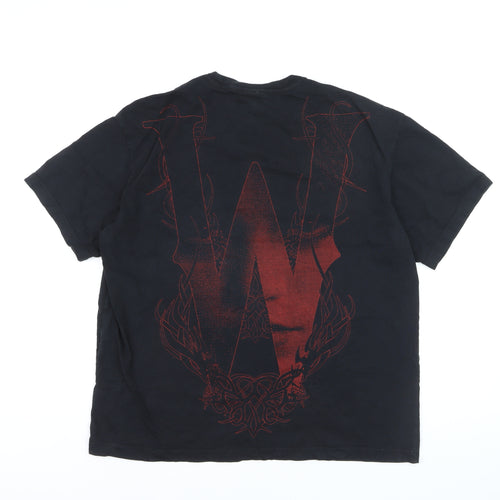 H&M Women’s Black Wednesday Addams Relaxed Fit Cotton T-Shirt Size 14
