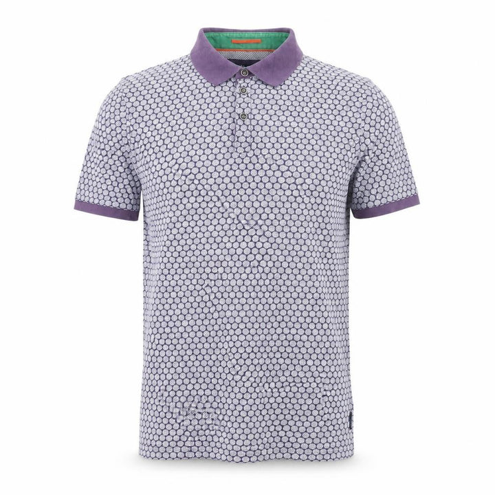 Ted Baker Men’s Purple Geometric Cotton Polo Shirt Size S
