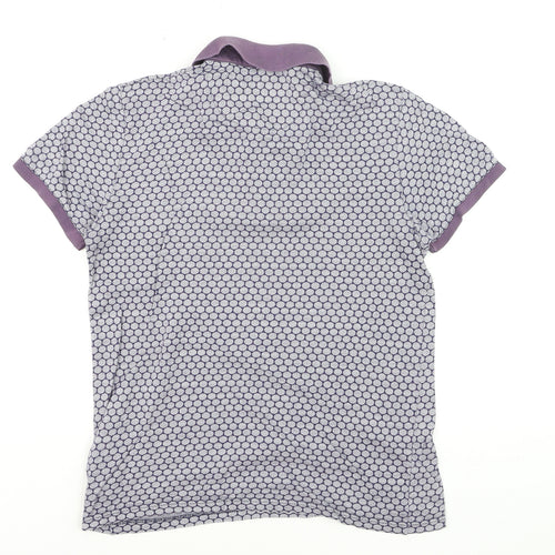 Ted Baker Men’s Purple Geometric Cotton Polo Shirt Size S
