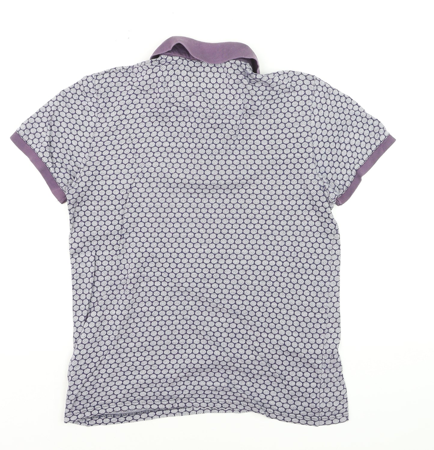 Ted Baker Men’s Purple Geometric Cotton Polo Shirt Size S