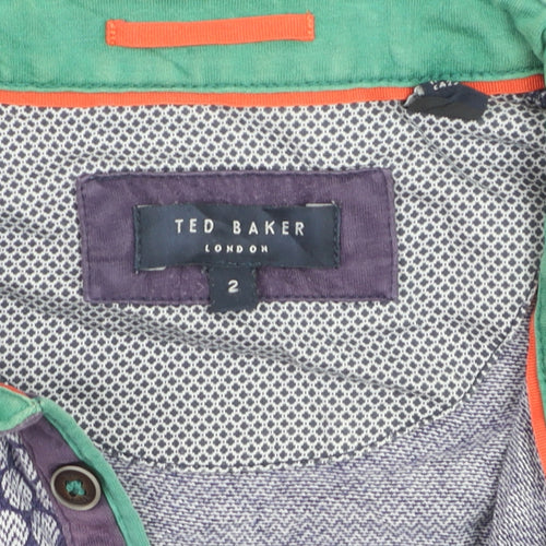 Ted Baker Men’s Purple Geometric Cotton Polo Shirt Size S