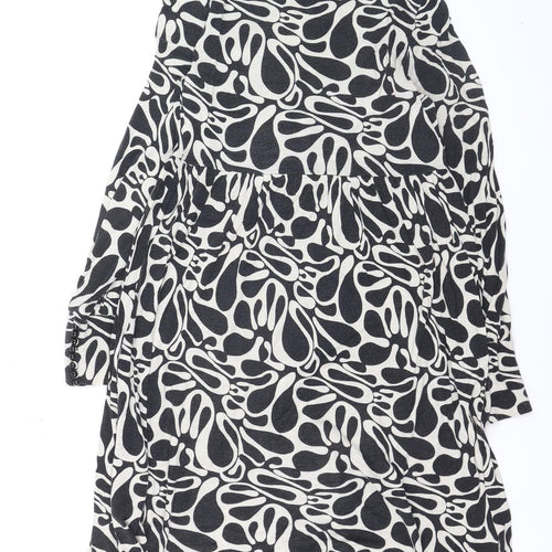 Oui Set Women’s Black & White Geometric Shift Dress Size 10