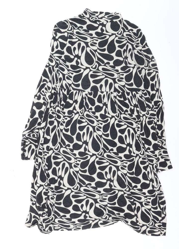 Oui Set Women’s Black & White Geometric Shift Dress Size 10