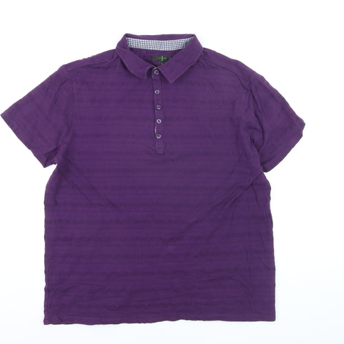 Jasper Conran Men's Purple Cotton Polo Shirt XL Classic Fit