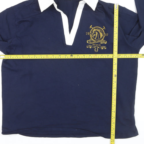Stradivarius Men's Navy Polo Long Sleeve Classic Fit Size M