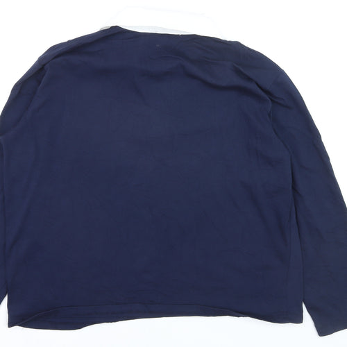 Stradivarius Men's Navy Polo Long Sleeve Classic Fit Size M