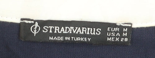Stradivarius Men's Navy Polo Long Sleeve Classic Fit Size M