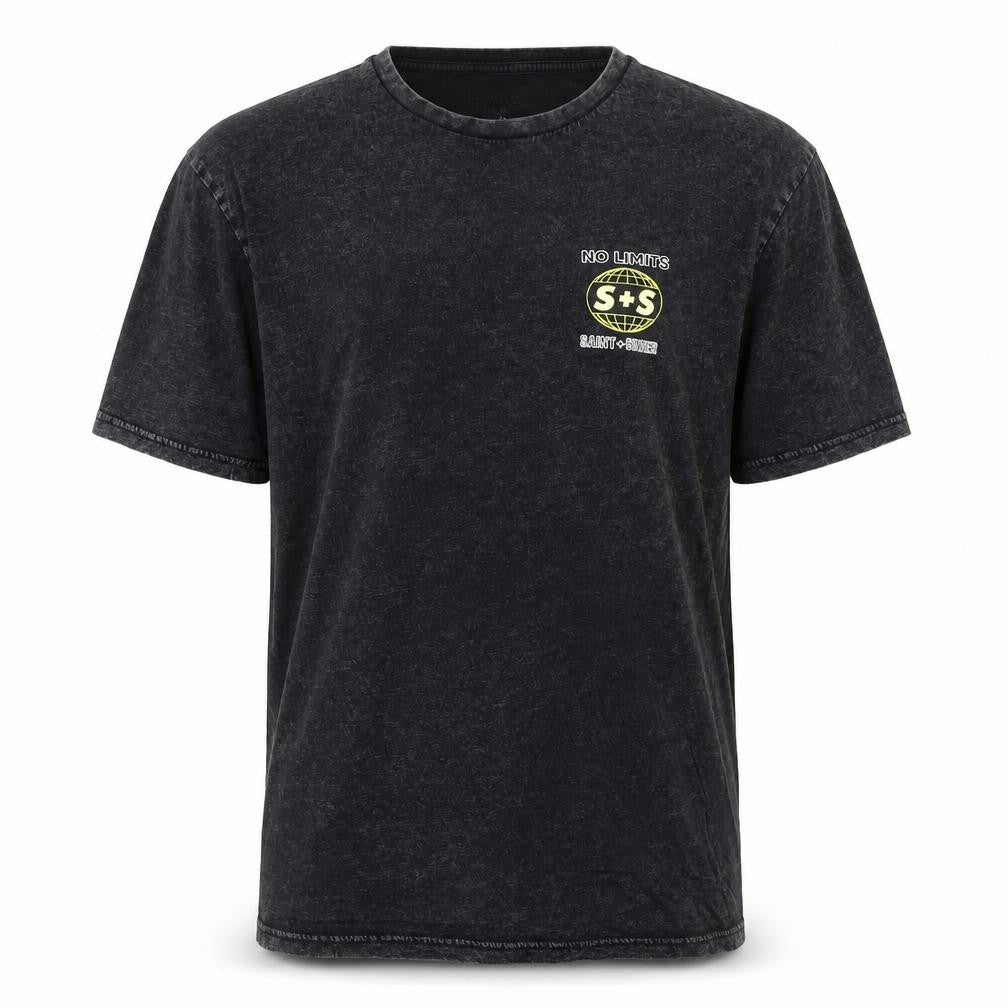 Front view of Saint + Sinner Men's Black S Graphic Print Crew Neck T-Shirt