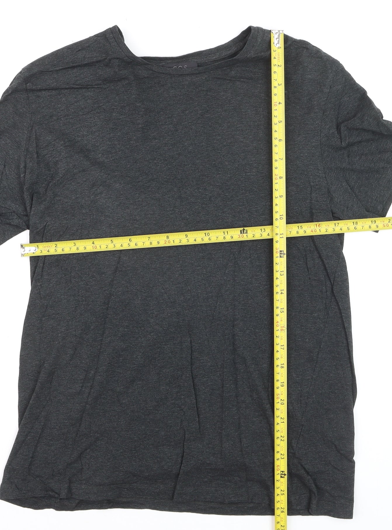 COS Men's Dark Grey Crew Neck Cotton T-Shirt Size L
