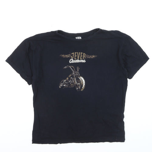 JEVER Mens Black XL Biker Motorcycle Graphic Print Cotton T-Shirt
