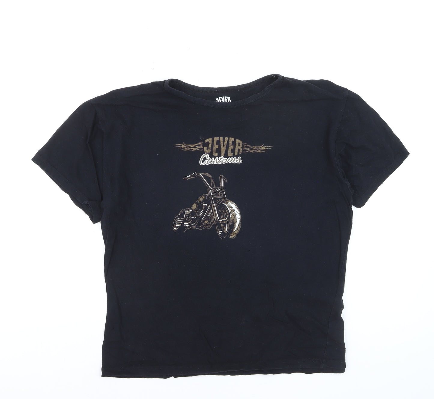 JEVER Mens Black XL Biker Motorcycle Graphic Print Cotton T-Shirt