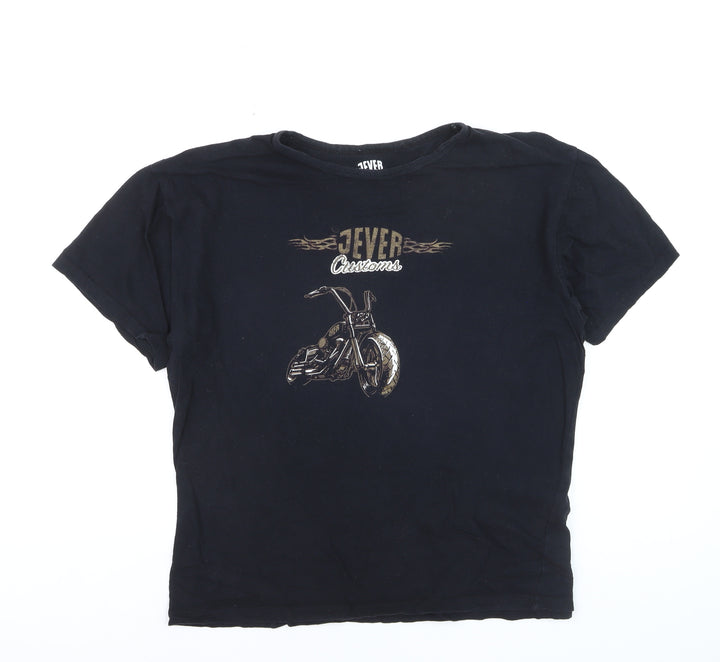 JEVER Mens Black XL Biker Motorcycle Graphic Print Cotton T-Shirt