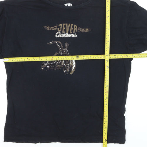 JEVER Mens Black XL Biker Motorcycle Graphic Print Cotton T-Shirt