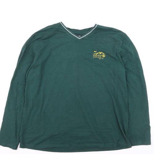 Atlas for Men Green Long Sleeve V-Neck Cotton T-Shirt 3XL Mens Casual Top