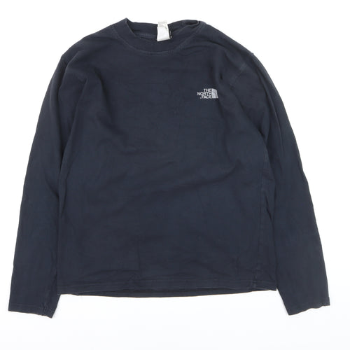 The North Face Men's Blue Long Sleeve Cotton Crew Neck Top M