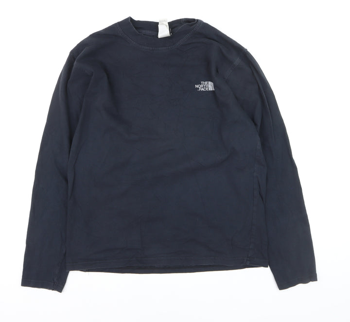 The North Face Men's Blue Long Sleeve Cotton Crew Neck Top M